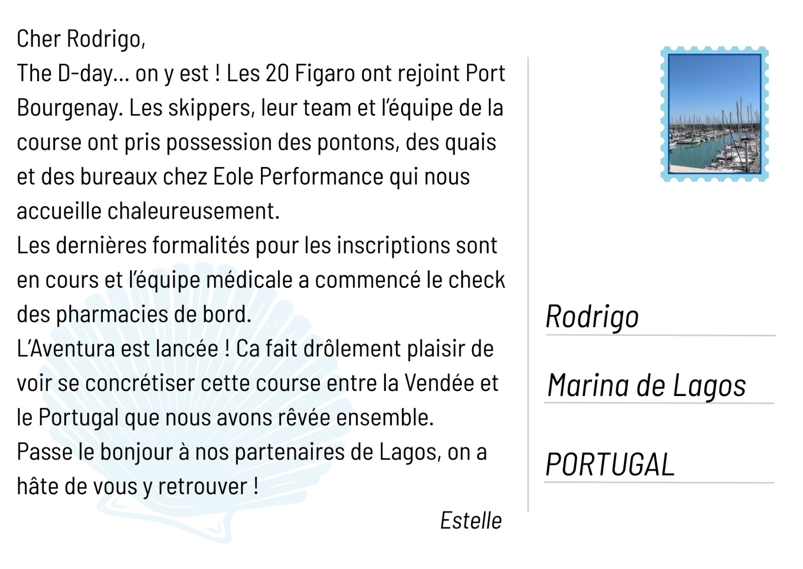 Carte postale n°1 — Les 20 Figaro ont rejoint Port-Bourgenay